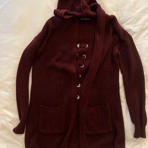 Long hooded cardigan